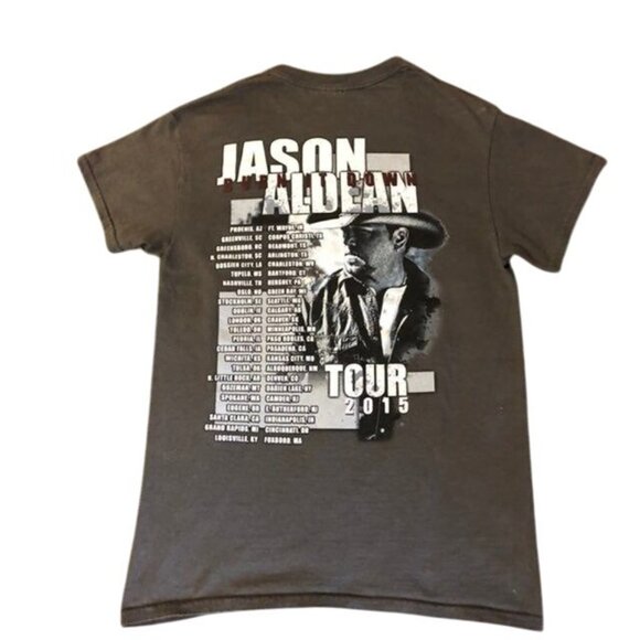 Jason Aldean Burn It Down 2015 Tour Shirt Women’s Small/Medium? Gray Tee Used - Picture 6 of 7